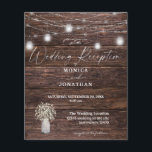 Budget Baby's Breath Wood Lights Wedding Reception Flyer<br><div class="desc">******* MATTE PAPER IS THIN. UPGRADE FOR A THICKER PAPER. NO ENVELOPES INCLUDED. FOR CARD STOCK, THICKER CARDS, CHECK OUT THE LINK BELOW. CARD STOCK, THICKER CARDS HAVE AN OPTION FOR ENVELOPES OR INCLUDES THEM******** No envelopes, flyer version. Save money on formal invitations with this flyer invitation. Get your guests...</div>