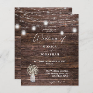 Budget Baby's Breath, Wood & String Lights Wedding