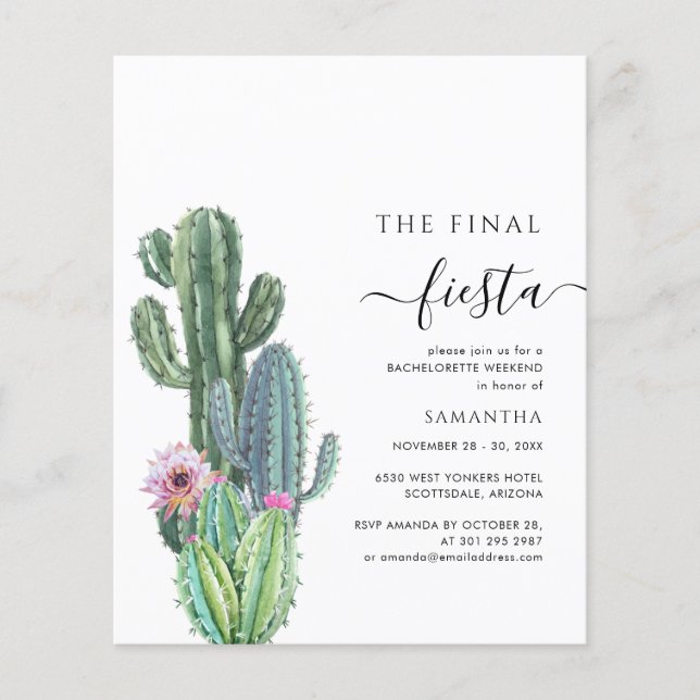 Budget Bachelorette Weekend Party with Itinerary (Front)