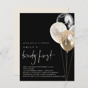 Budget Balloons Gold Ivory 21st Black Invite