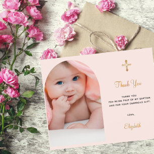 Budget baptism arch photo blush rose thank you