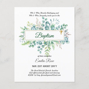 BUDGET Baptism Bautizo Bautismo GREENERY Invites Flyer