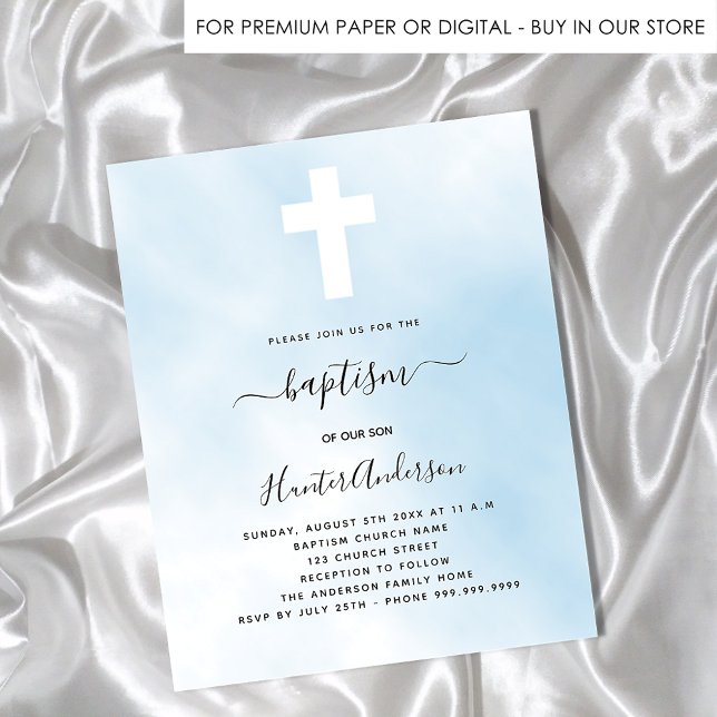 Budget baptism blue sky boy cross invitation (Creator Uploaded)