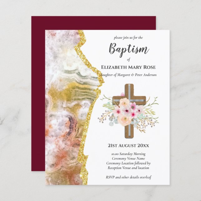 BUDGET Baptism Christening Bautizo Bautismo INVITE (Front/Back)