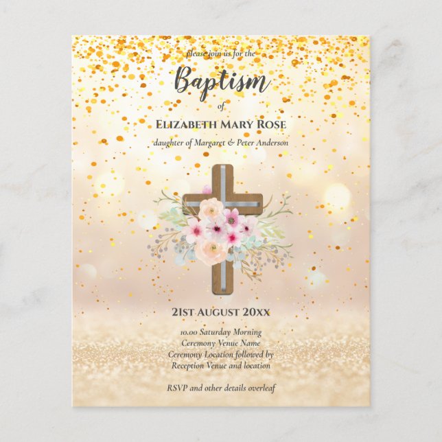 BUDGET Baptism Christening Bautizo Bautismo INVITE Flyer (Front)