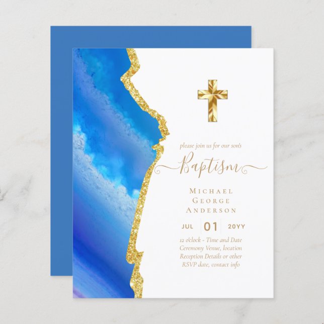 BUDGET Baptism Christening Communion INVITES (Front/Back)