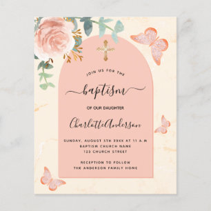 Budget baptism eucalyptus rose floral butterflies