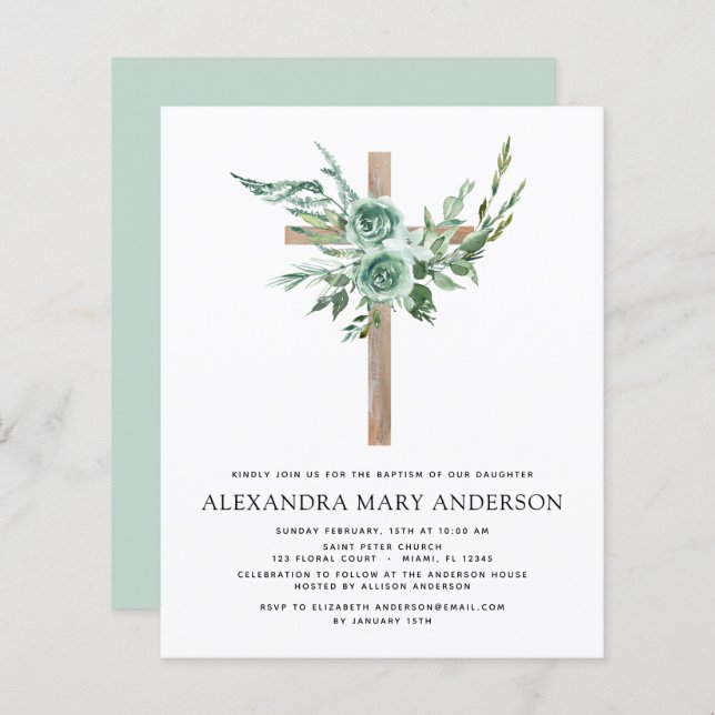 Budget Baptism Floral Eucalyptus Greenery (Front/Back)