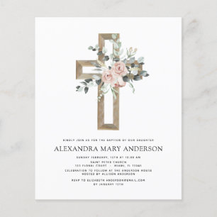 Budget Baptism Greenery Dusty Pink Rose Flyer