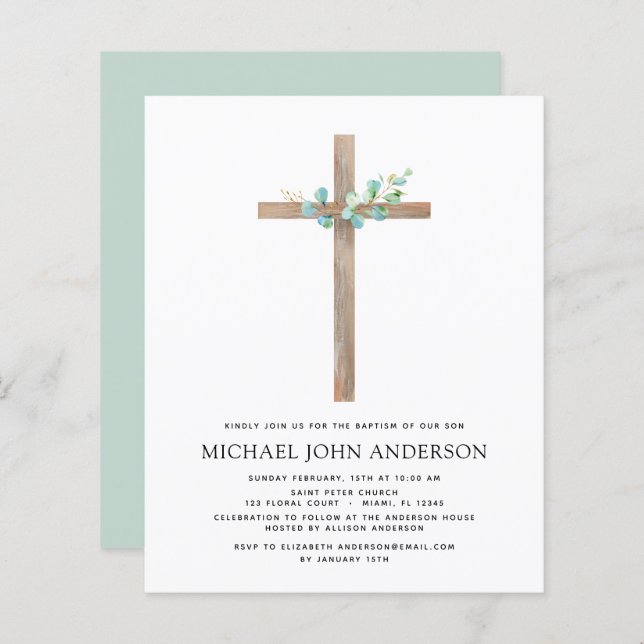 Budget Baptism Greenery Sage Eucalyptus (Front/Back)