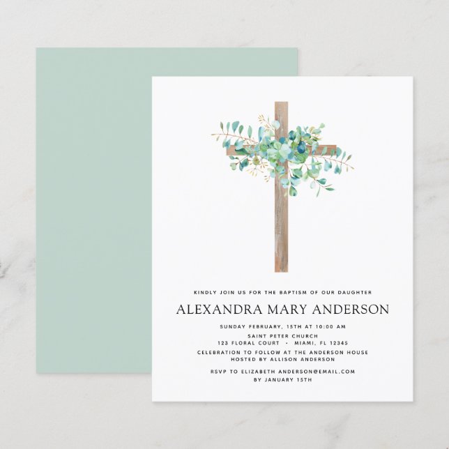 Budget Baptism Greenery Sage Eucalyptus (Front/Back)