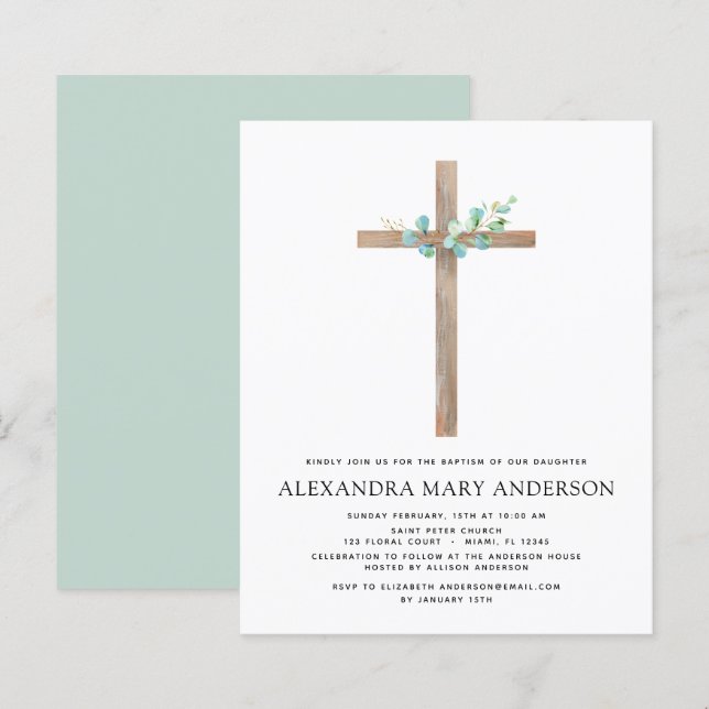 Budget Baptism Greenery Sage Eucalyptus (Front/Back)