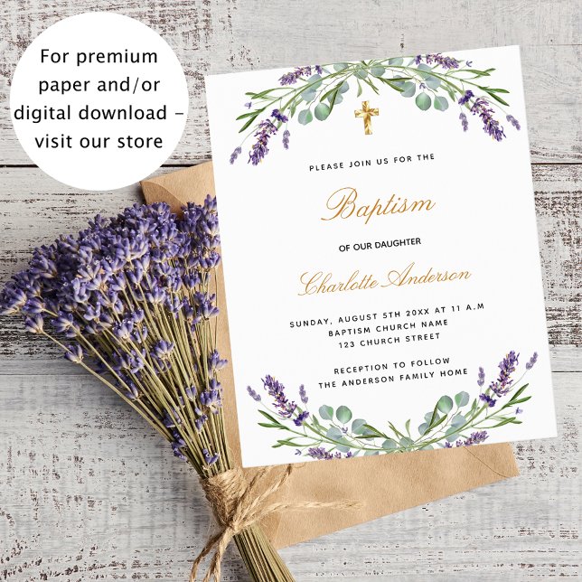Budget baptism lavender eucalyptus invitation (Creator Uploaded)