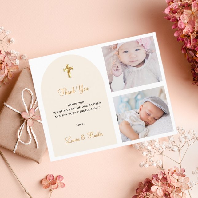 Budget baptism photo twins elegant thank you (Creator Uploaded)