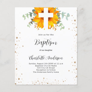 Budget Baptism sunflower eucalyptus invitation