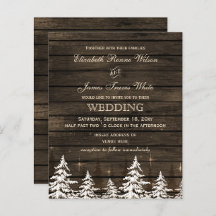 Budget Barn Wood Rustic Pine Wedding Invitation