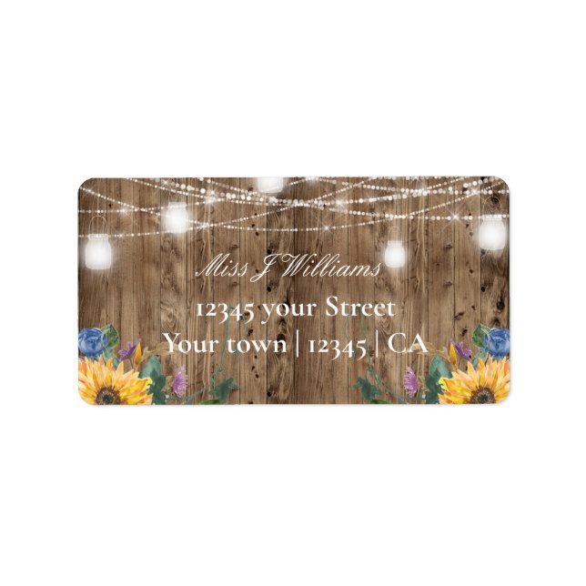 Budget Barn Wood & Sunflower Bridal Shower Address Label (Front)