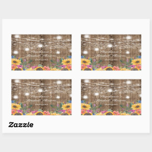Budget Barn Wood  & Sunflower Bridal Shower  Class Rectangular Sticker