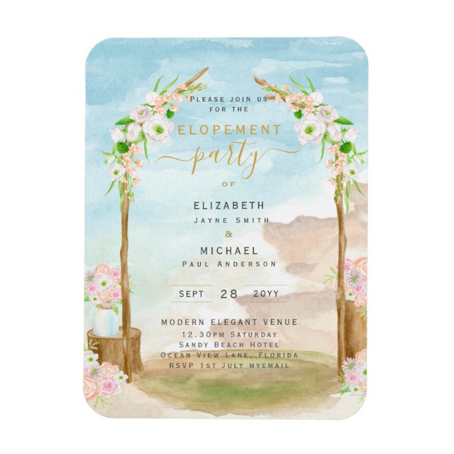 BUDGET Beach Coastal Elopement Party Invite Magnet (Vertical)