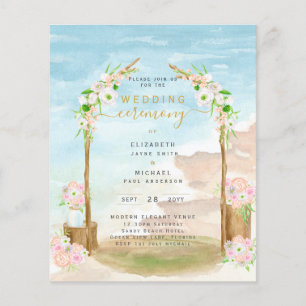 BUDGET Beach Coastal Wedding Ceremony Invite Flyer
