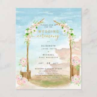 BUDGET Beach Coastal Wedding Ceremony Invite Flyer