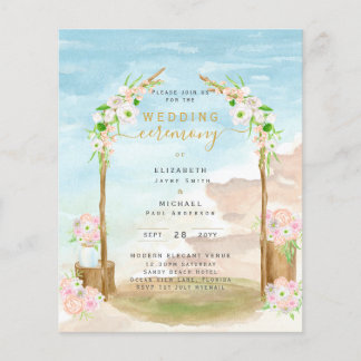 BUDGET Beach Coastal Wedding Ceremony Invite Flyer