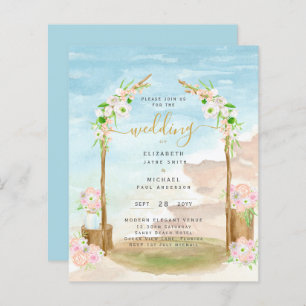 BUDGET Beach Coastal Wedding Invitation