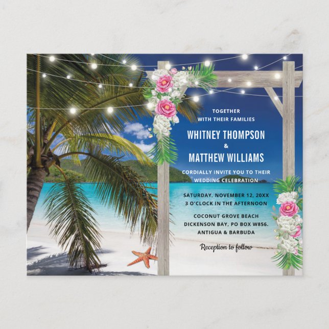 Budget Beach Tropical Wedding Invitation (Front)