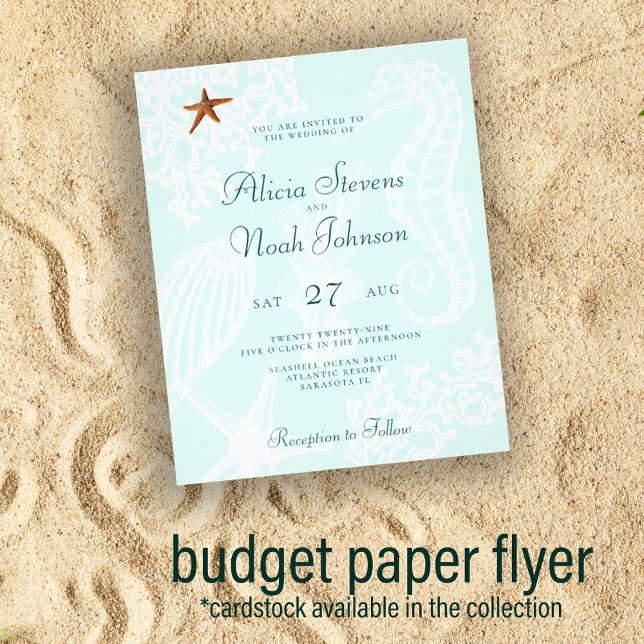 Budget beach wedding paper invitation (Creator Uploaded)