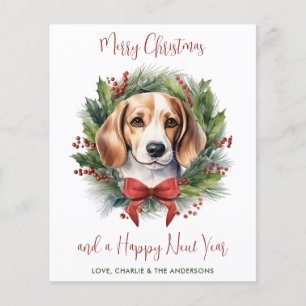 Budget Beagle Dog Merry Christmas Holiday Cards