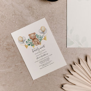 Budget Bear Baby Shower Eucalyptus Invitation