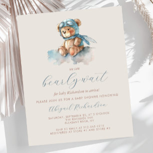 Budget Bearly Wait Blue Boy Bear Baby Shower