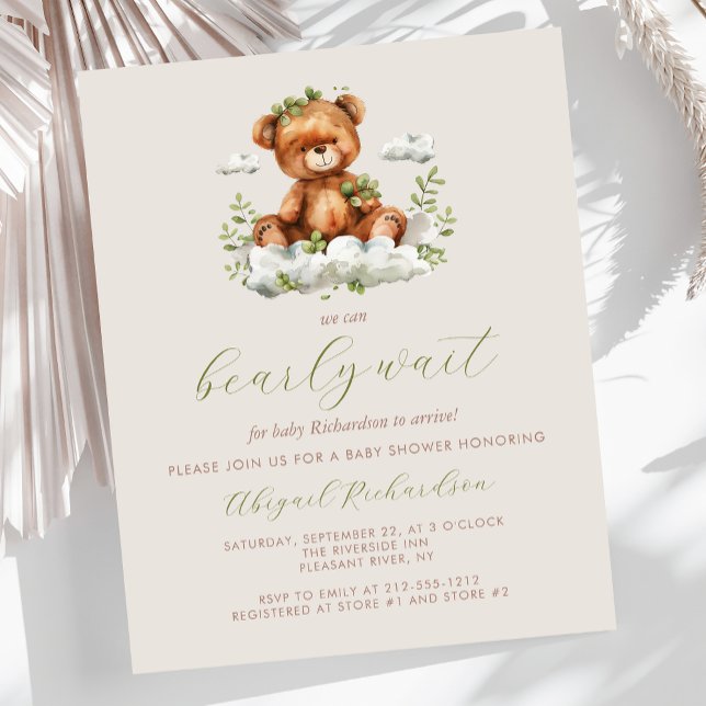 Budget Bearly Wait Green Bear Neutral Baby Shower (Creator Uploaded)