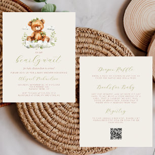 Budget Bearly Wait Green Bear QR Code Baby Shower