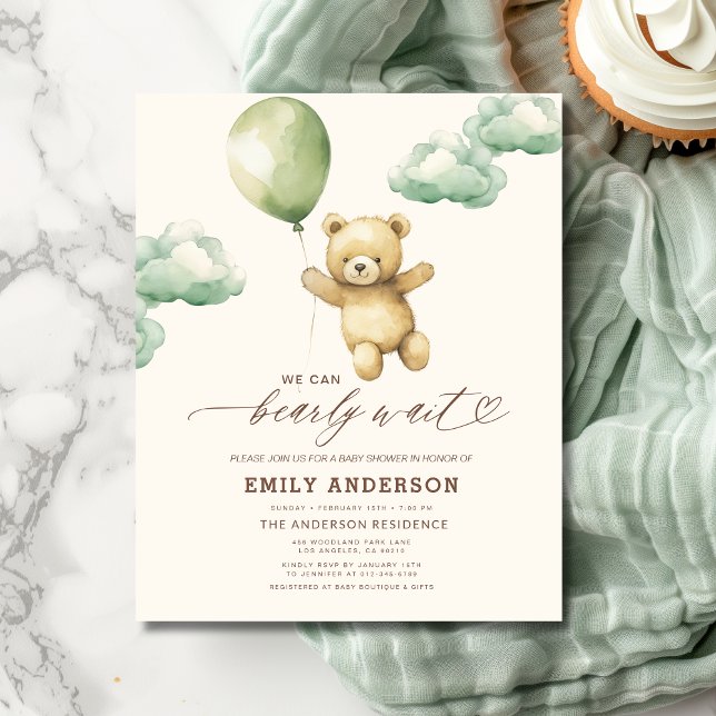 Budget Bearly Wait Green Neutral Baby Shower (Creator Uploaded)