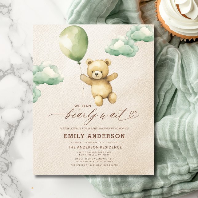 Budget Bearly Wait Green Neutral Baby Shower (Creator Uploaded)