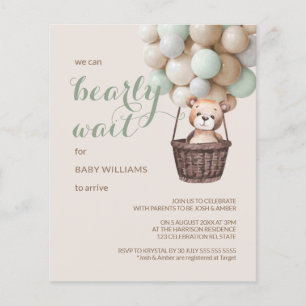 Budget Bearly Wait Teddy Balloon Green Baby Shower