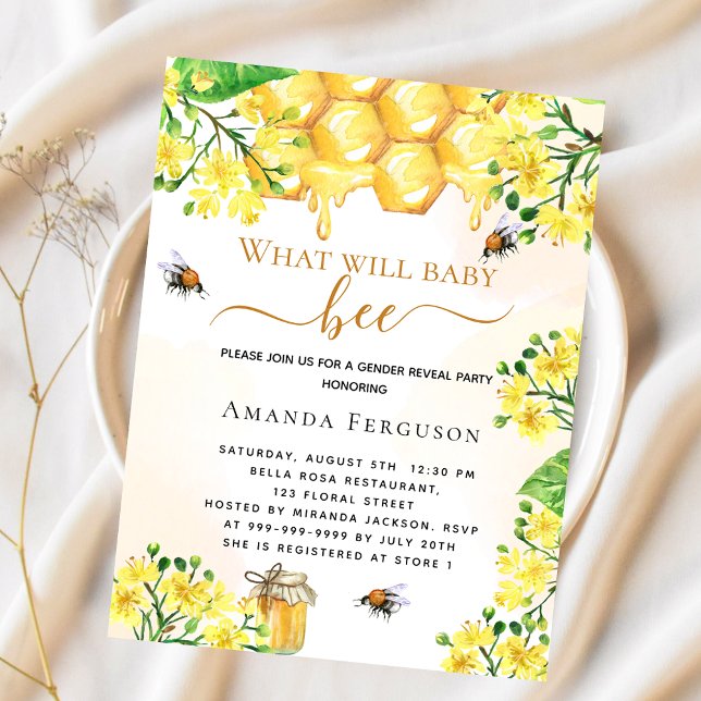 Budget Bee Baby shower yellow floral invitation (Creator Uploaded)