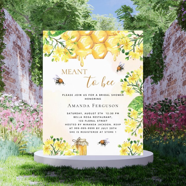 Budget Bee Bridal shower yellow floral invitation (Creator Uploaded)