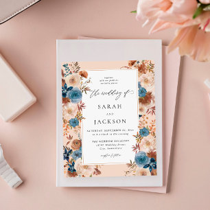 Budget Beige & Dusty Blue Floral Wedding S2 Flyer