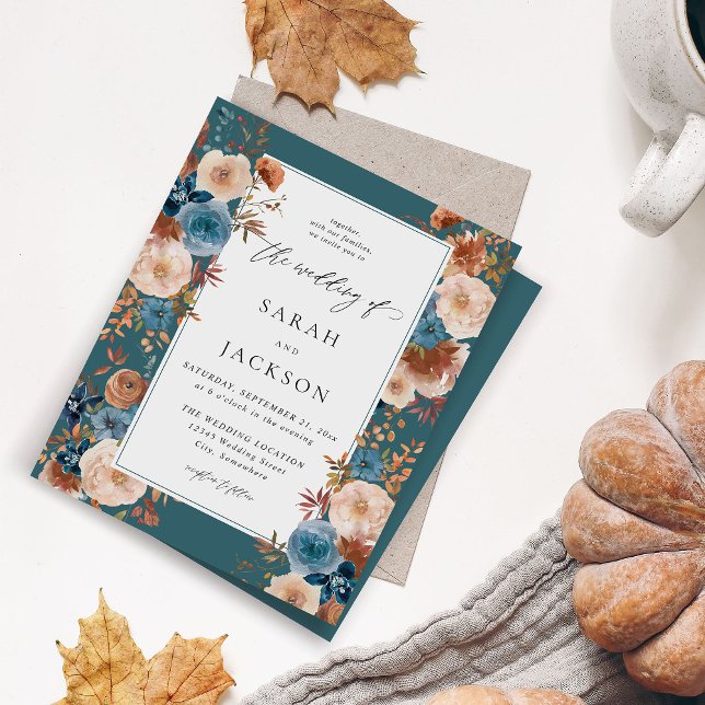 Budget Beige & Dusty Blue Floral Wedding S2 Teal (Creator Uploaded)