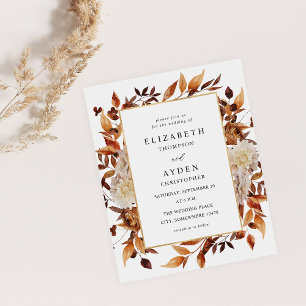 Budget Beige Fall Floral 2 Wedding Flyer