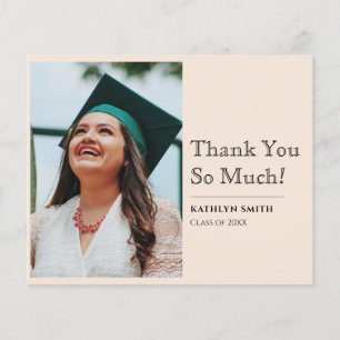 BUDGET Beige Modern Script Photo Grad Thank You Flyer