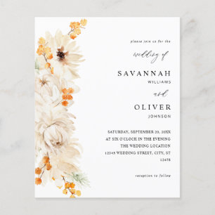 Budget  Beige & Orange Floral Wedding Flyer
