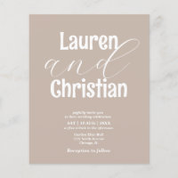 Budget Beige Scripture Wedding Invitation