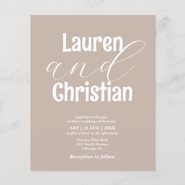 Budget Beige Scripture Wedding Invitation (Front)