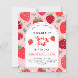 Budget Berry First 1st Birthday Photo Invite