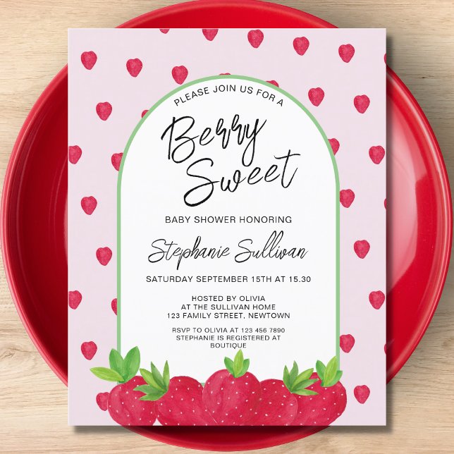 Budget Berry Sweet Strawberry Baby Shower Invite (Creator Uploaded)