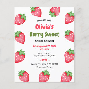 Budget Berry Sweet Strawberry Bridal Shower Invite Flyer