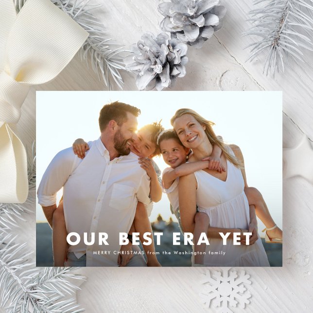 Budget Best Era Yet Minimal Simple Three Photo Holiday Card (Creator Uploaded)